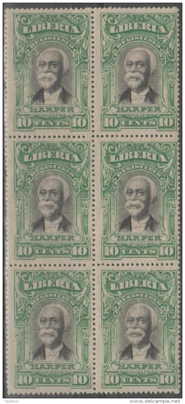 LIBERIA -  1903 President Gibson Block Of 6 - Harper. Scott F12. MNH ** - Liberia