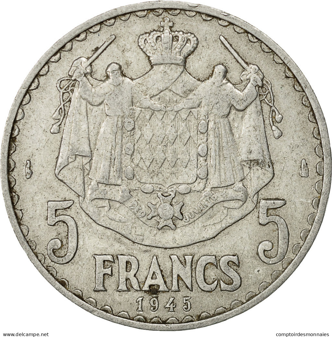 Monnaie, Monaco, Louis II, 5 Francs, 1945, Poissy, TTB, Aluminium, KM:122 - 1922-1949 Louis II