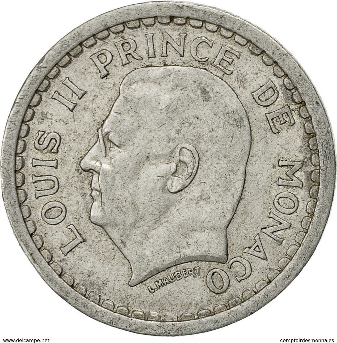 Monnaie, Monaco, Louis II, Franc, Undated (1943), Poissy, TB+, Aluminium, KM:120 - 1922-1949 Louis II