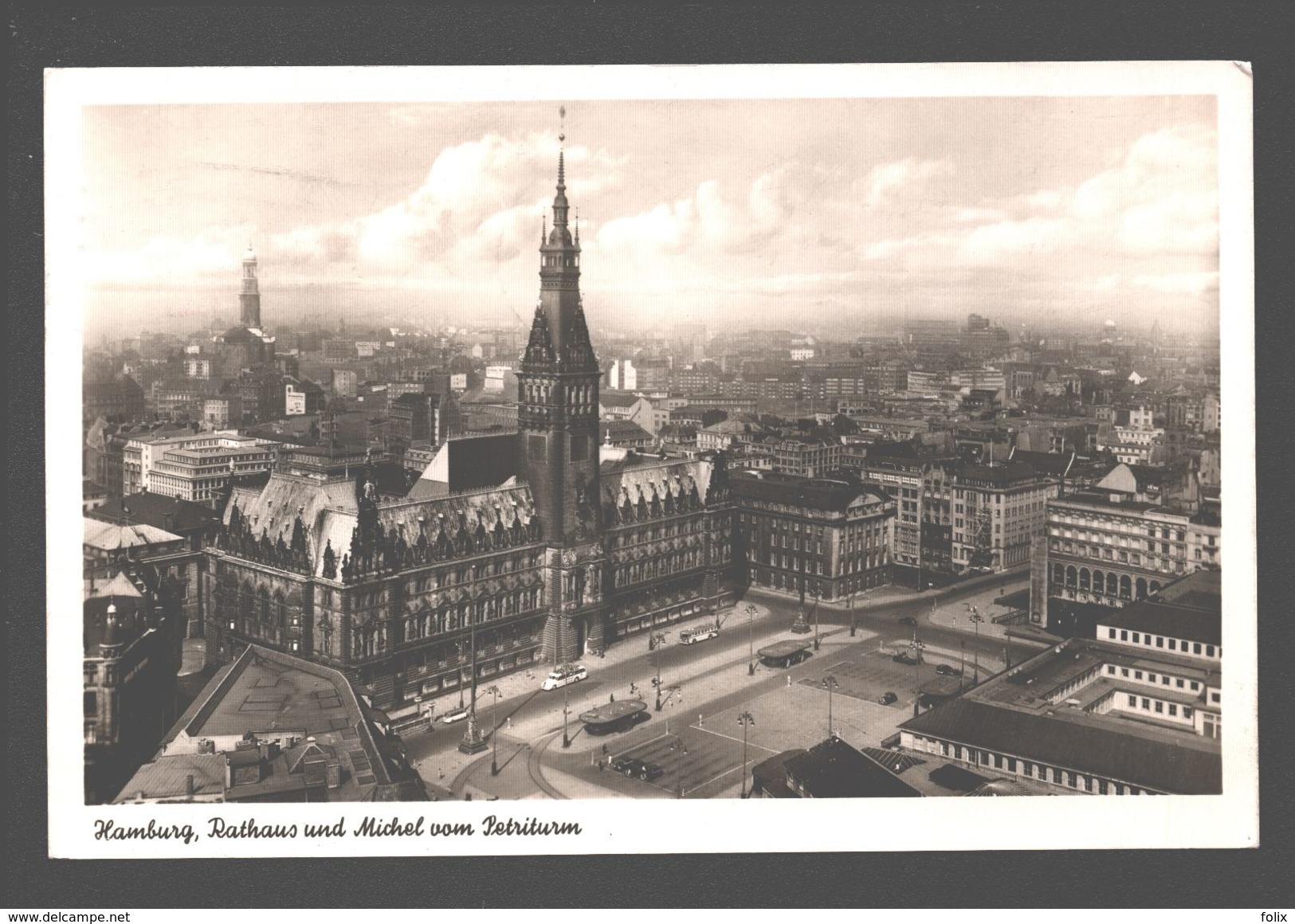 Hamburg - Rathaus Und Michel Vom Petriturm - Fotokarte - 1954 - Mitte