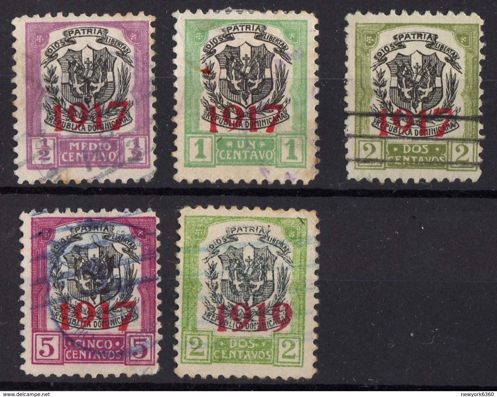 1917  DOMINICAINE  Obl 190 A 193 +194 - Dominicaine (République)