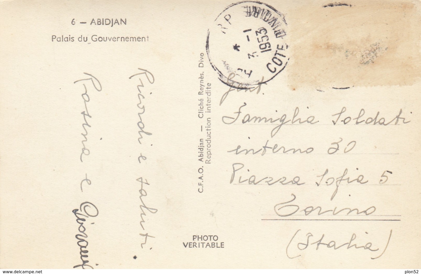 11359-ABIDJAN(COTE D'INVOIRE)-PALAIS DU GOUVERNEMENT-1953-FP - Elfenbeinküste