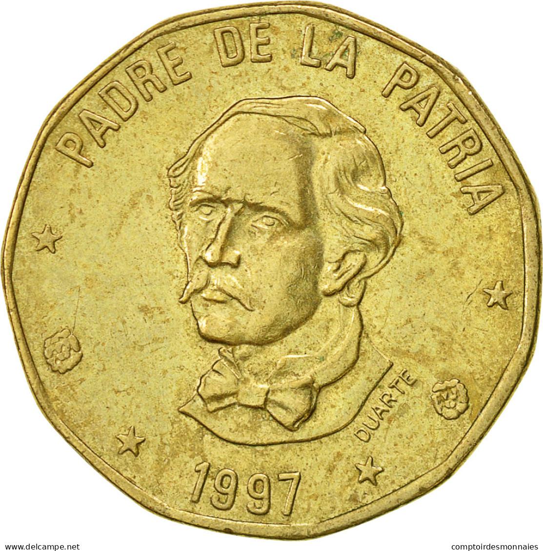 Monnaie, Dominican Republic, Peso, 1997, TTB, Laiton, KM:80.2 - Dominicaine