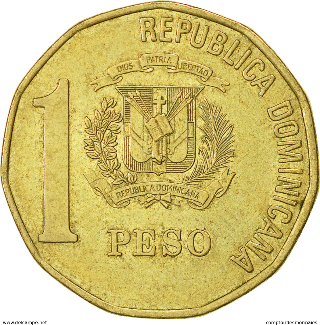 Monnaie, Dominican Republic, Peso, 1997, TTB, Laiton, KM:80.2 - Dominicaine
