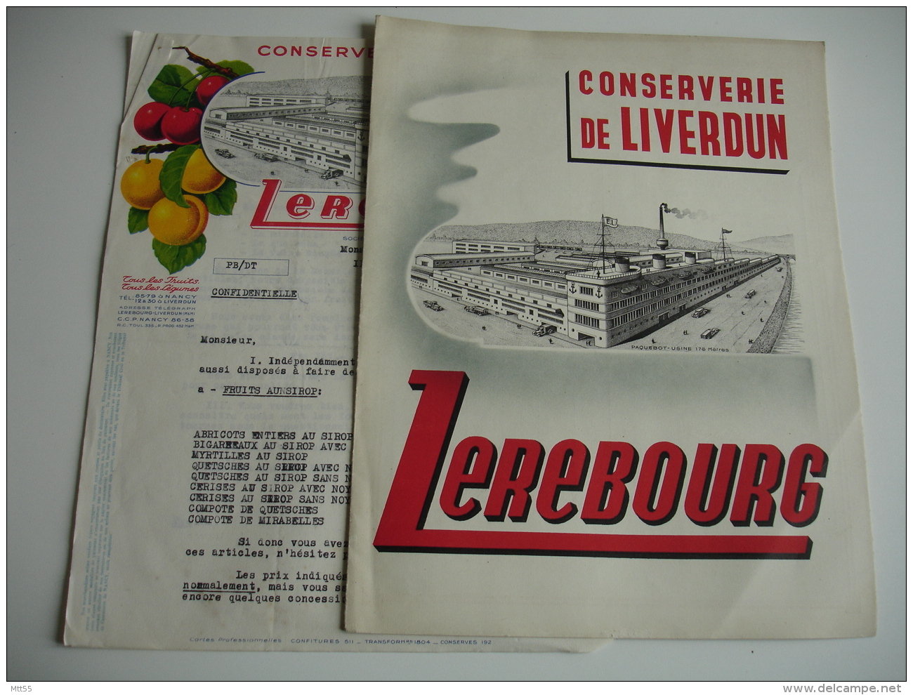Lot De 2 Conserverie Liverdun Lerebourgavec Tarif Et Etiquette Facture - 1900 – 1949