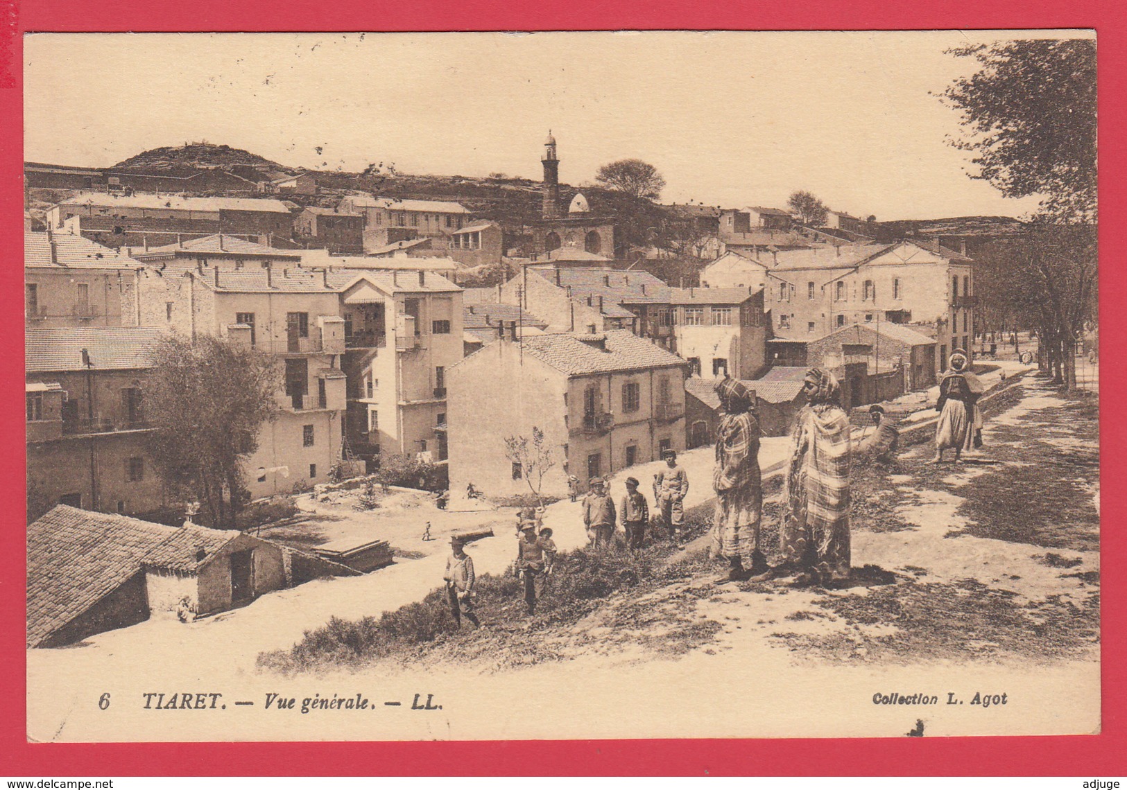 CPA- TIARET - Ann.1920 - VUE GÉNÉRALE- Animation**Timbres Surchargés** 2 SCANS - Tiaret