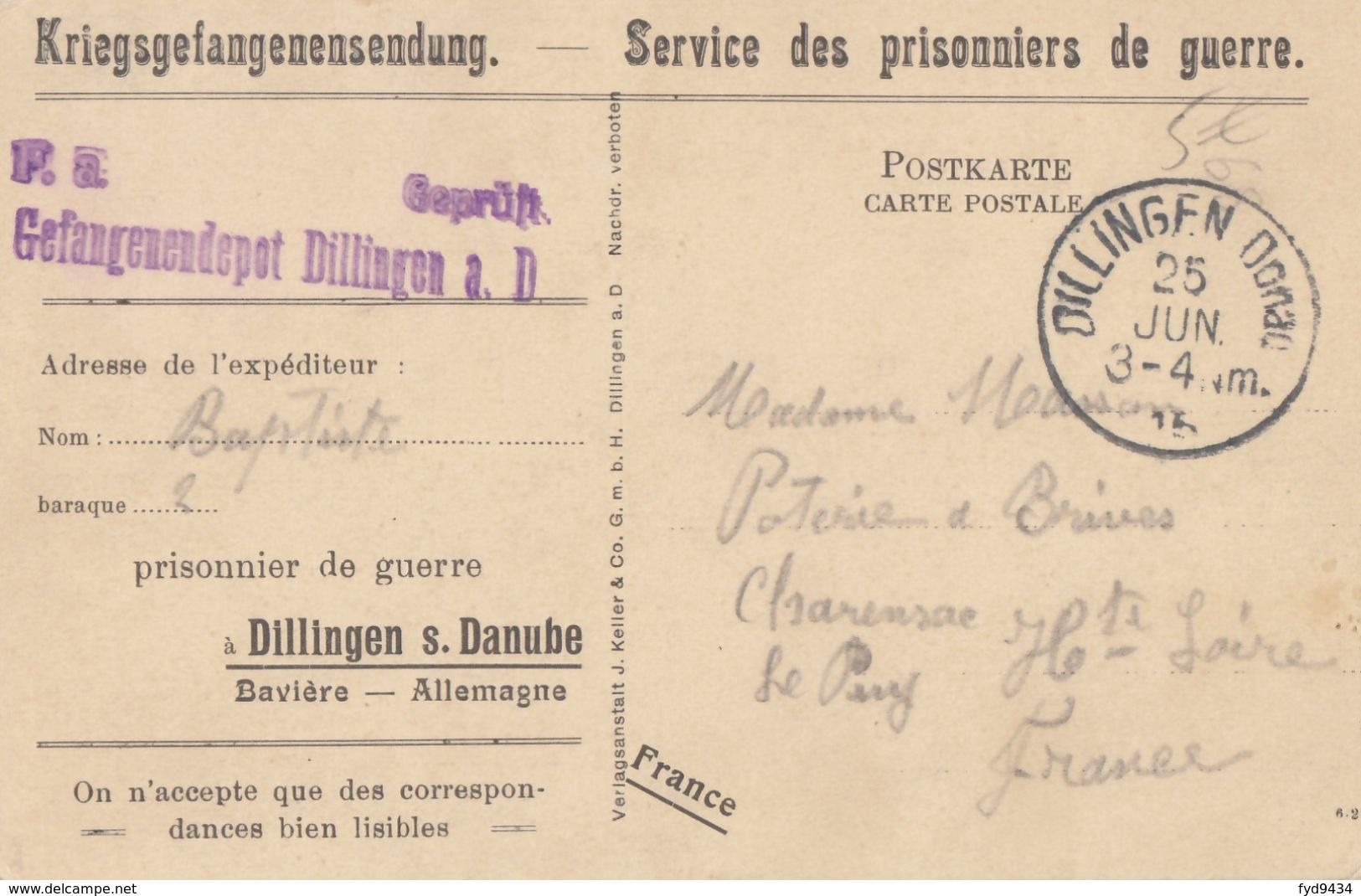 CPA - Dillingen - Partie An Der Donau Mit Donaubrücke - Carte Pour Prisonniers De Guerre - Dillingen