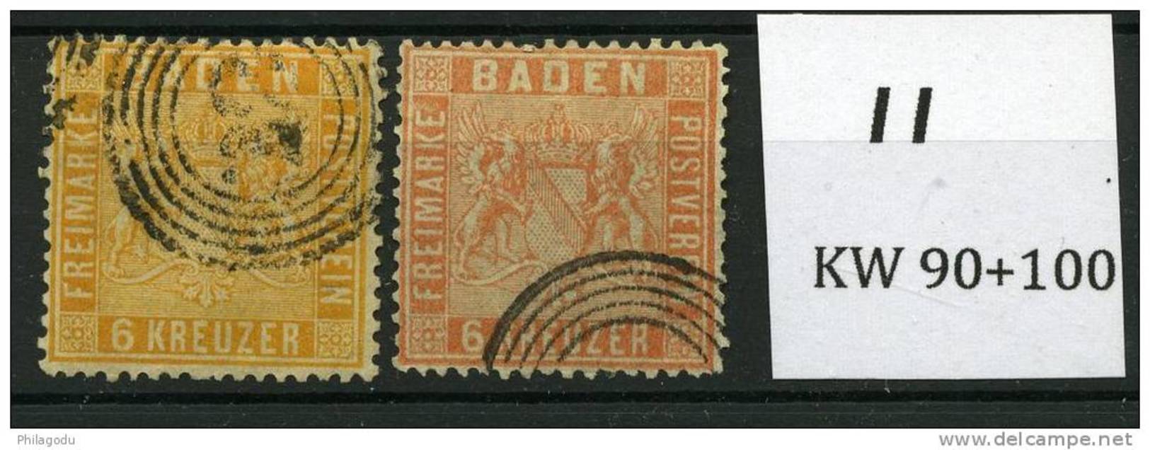 2 X Baden 11  Ø  KW 190-   €  Deux Nuances  2 Farben - Autres & Non Classés