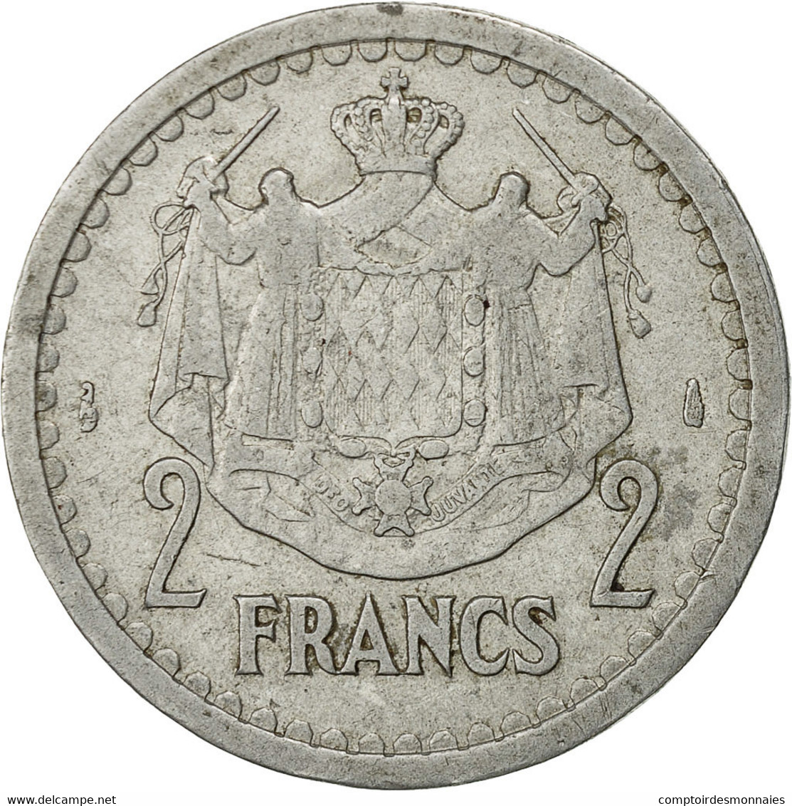 Monnaie, Monaco, Louis II, 2 Francs, Undated (1943), Poissy, TTB, Aluminium - 1922-1949 Louis II