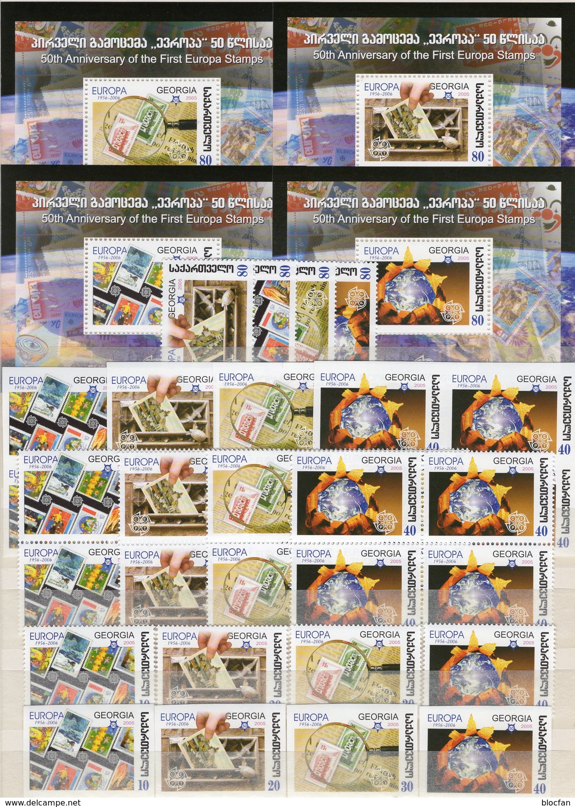 Stamps GEORGIEN 507/4,4-Block A/B,Blocks 35-38 ** 60€ Erdkugel Lupe Hb Blocs Ss Philatelic Sheets Bf CEPT 1956-2006 - Collezioni