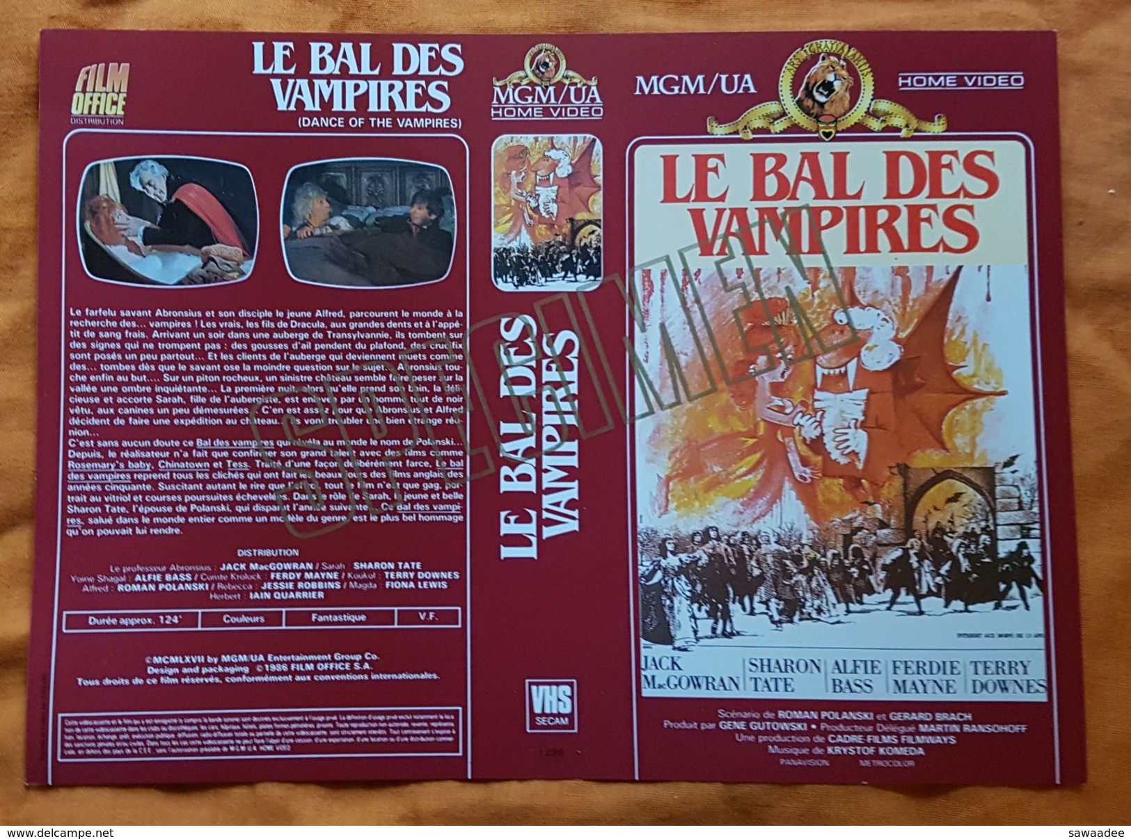 JAQUETTE - VHS SECAM - LE BAL DES VAMPIRES - ROMAN POLANSKI - MGM - 1986 - Autres & Non Classés