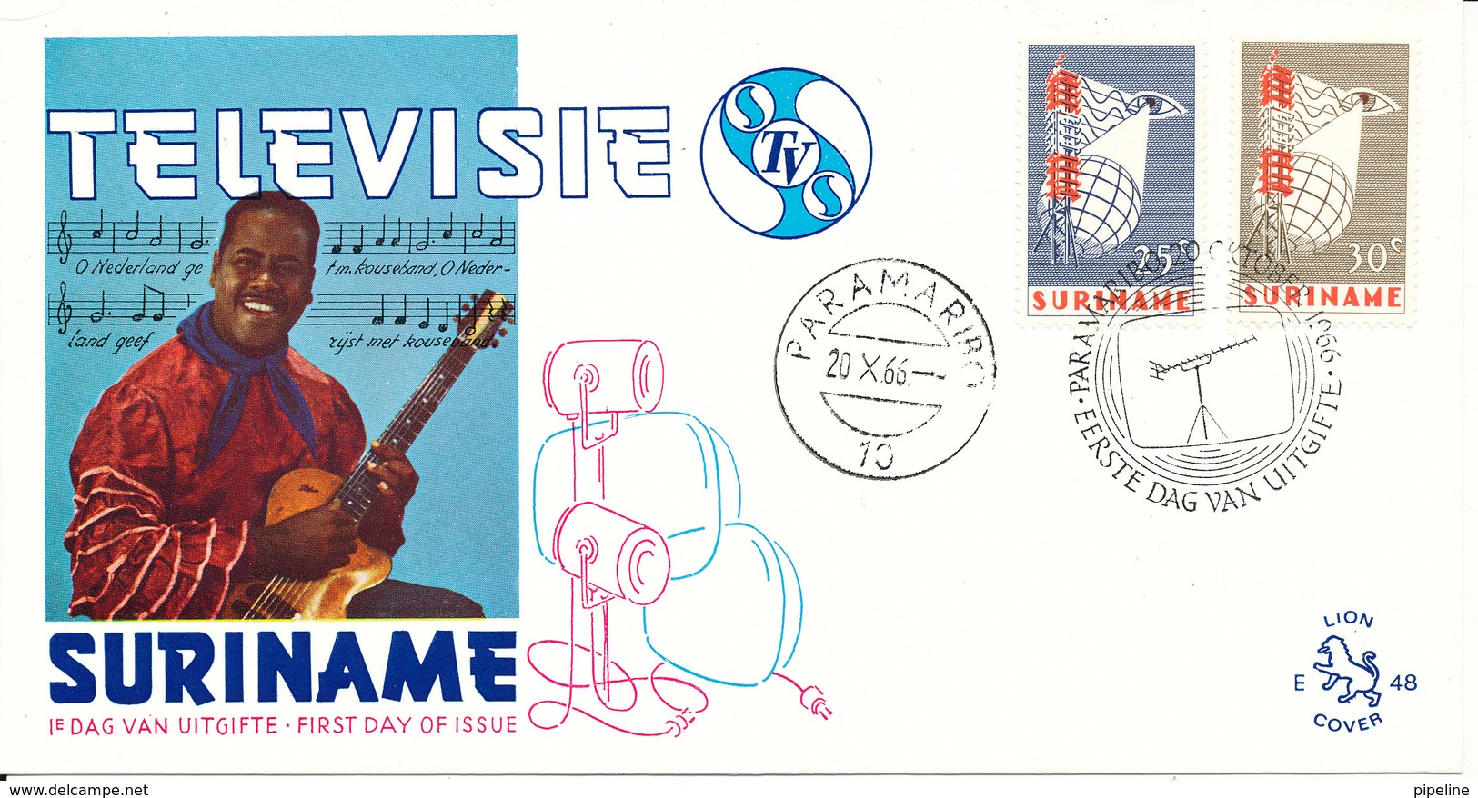 Suriname FDC 20-10-1966 Complete Set Introduction Of Television In Surinam With Cachet - Suriname ... - 1975