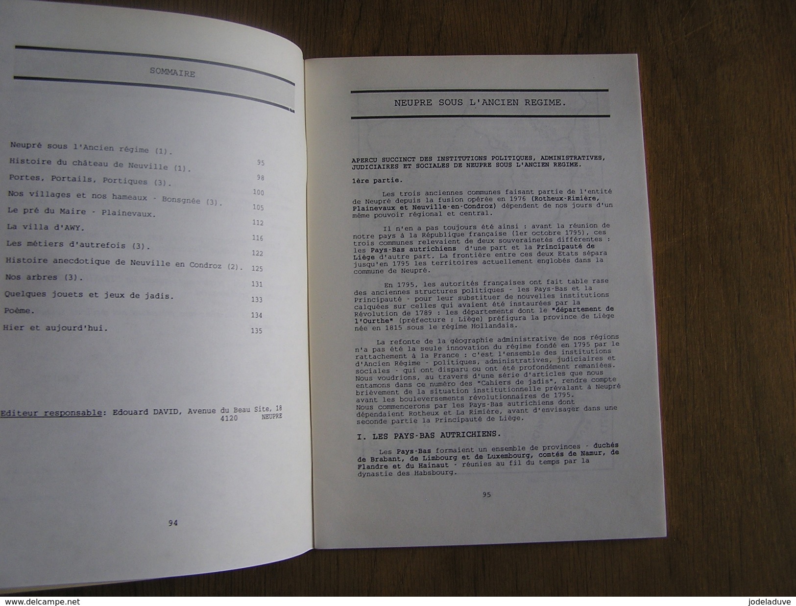 MEMOIRE DE NEUPRE N° 4 Régionalisme Plainevaux Rotheux Neuville Château Archéologie Villa Awy Maréchalerie Jeu Bouchon - Belgique