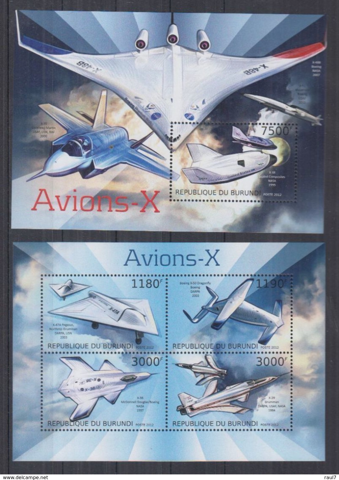 BURUNDI 2012 - Transports, Avions X - Feuillet 4 Val + BF Neufs // Mnh // CV 36.00 Euros - Neufs