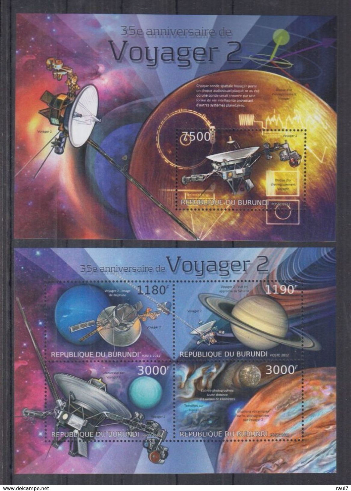 BURUNDI 2012 - Astronomie, Satellites, Voyager 2 - Feuillet 4 Val + BF Neufs // Mnh // CV 36.00 Euros - Neufs