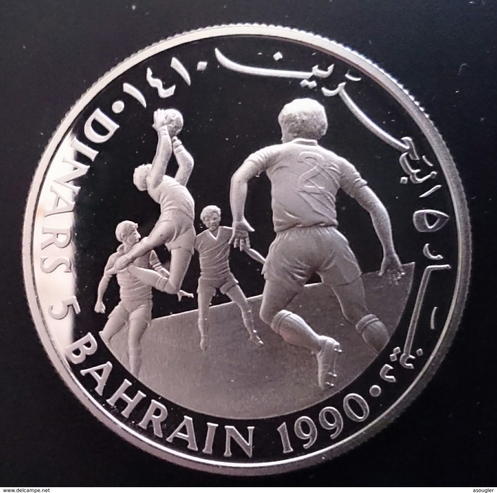 BAHRAIN 5 DINARS 1990 SILVER PROOF " Save The Children" Free Shipping Via Registered Air Mail - Bahrain