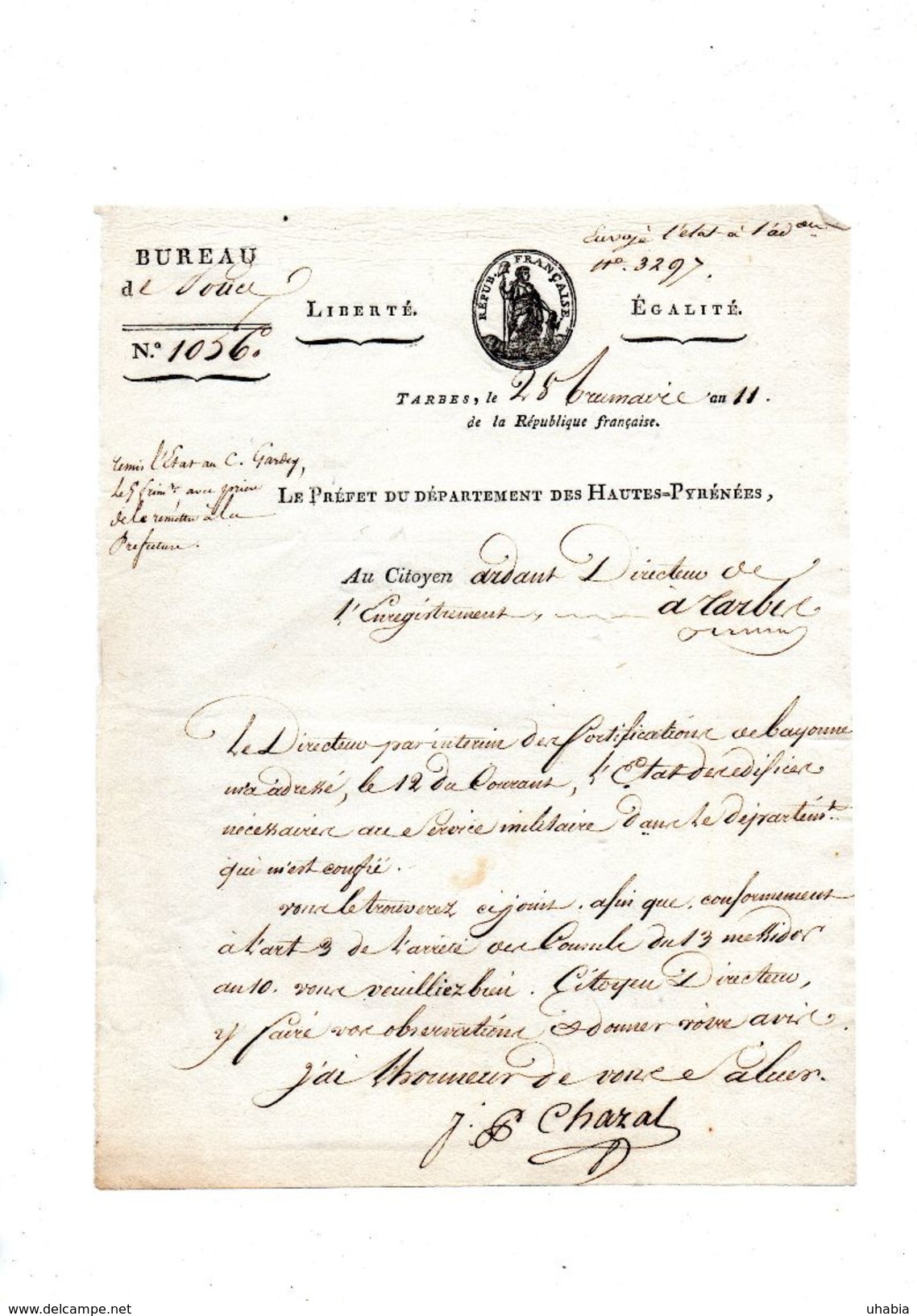 Tarbes.  1ere Republique.. Papier Militaire - Decrees & Laws