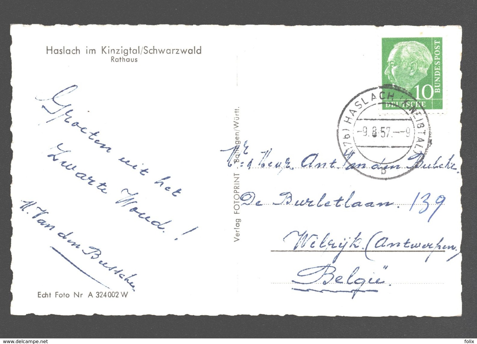 Haslach Im Kinzigtal / Schwarzwald - Rathaus - Fotokarte - 1957 - Haslach