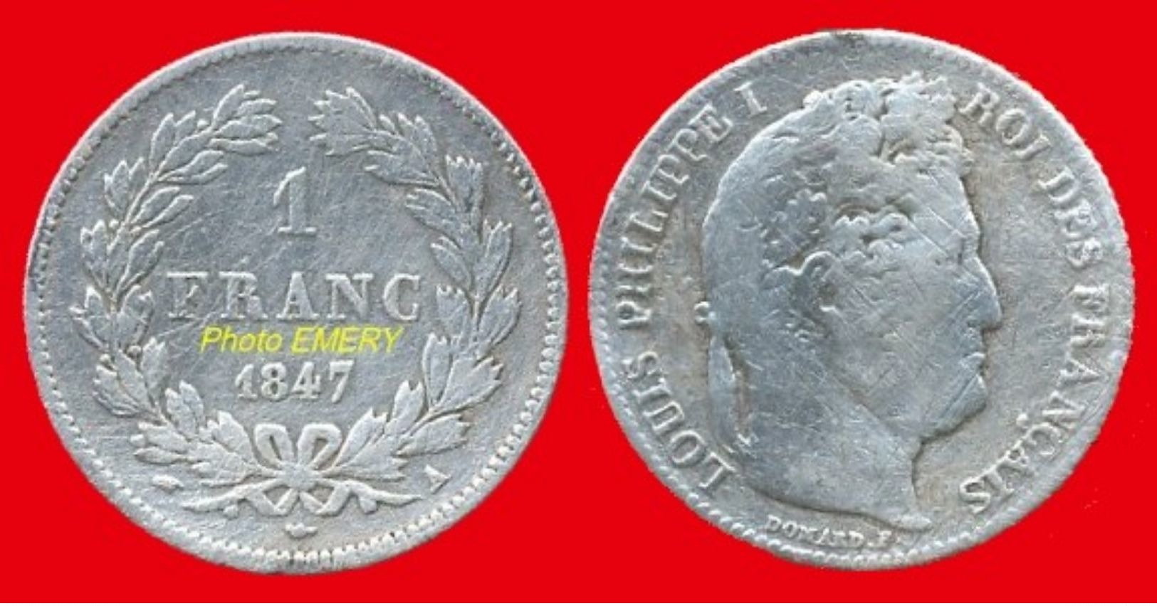 France Louis-Philippe I Tête Laurée 453 TB 1847A De 1 Franc 23mm Tranche Striée, 5gr Argent 900°/oo Graveur Joseph-Franç - Other & Unclassified