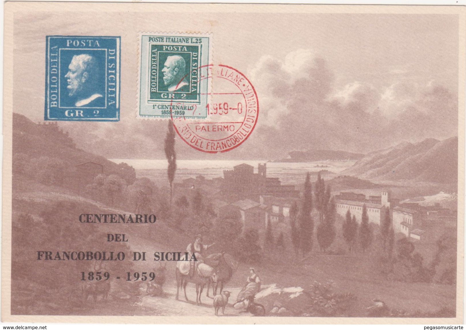 332 - CENTENARIO DEL FRANCOBOLLO DI SICILIA 1959 MONREALE - Borse E Saloni Del Collezionismo