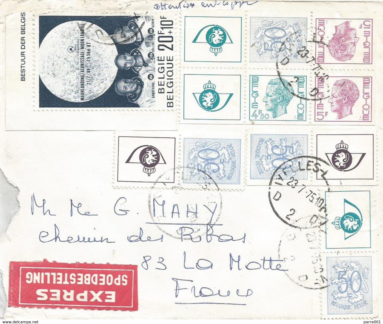 Belgium 1975 Ixelles Apollo Moon Landing Stamp Booklet Express Cover - Europa