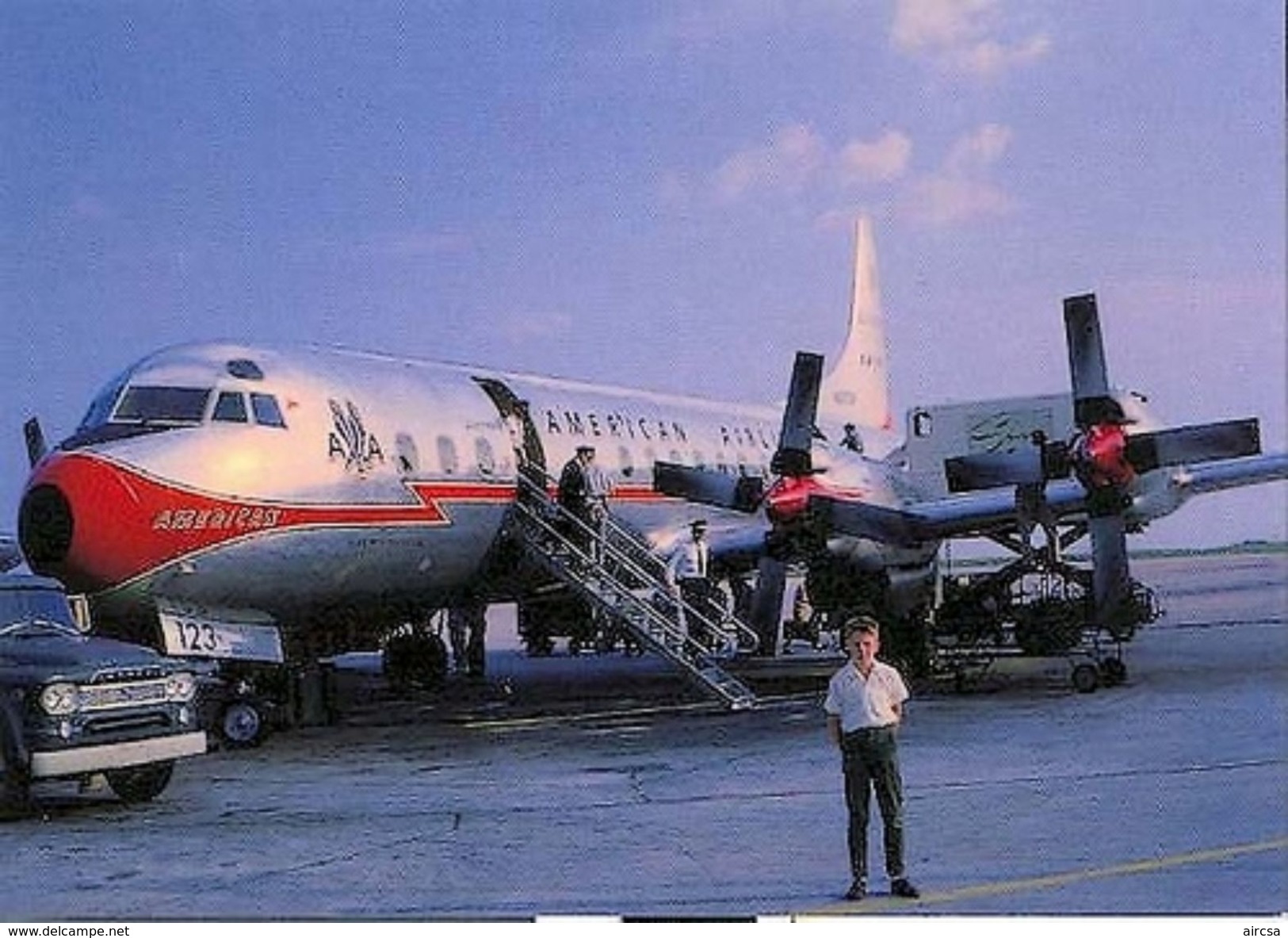 Aviation Postcard-056 AMERICAN AIRLINES Lockheed L-188 Electra - 1946-....: Moderne