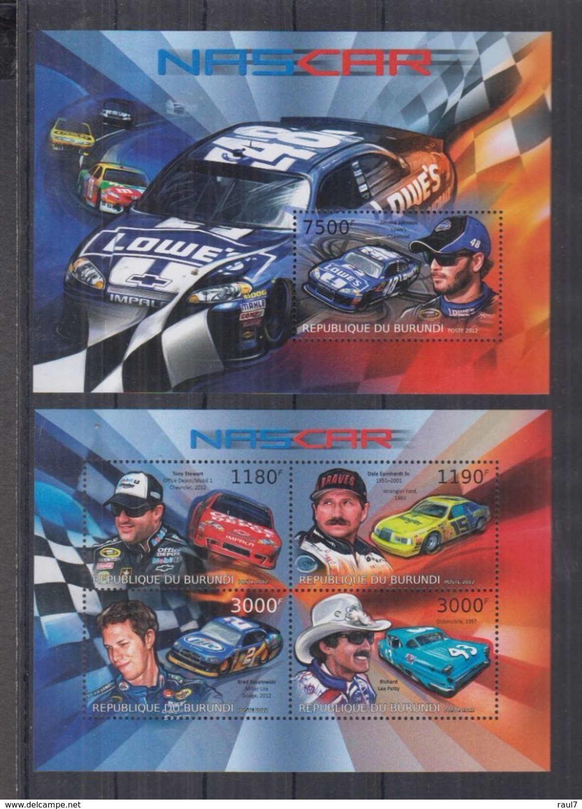 BURUNDI 2012 - Sport Automobiles, Nascar - Feuillet 4 Val + BF Neufs // Mnh // CV 36.00 Euros - Neufs