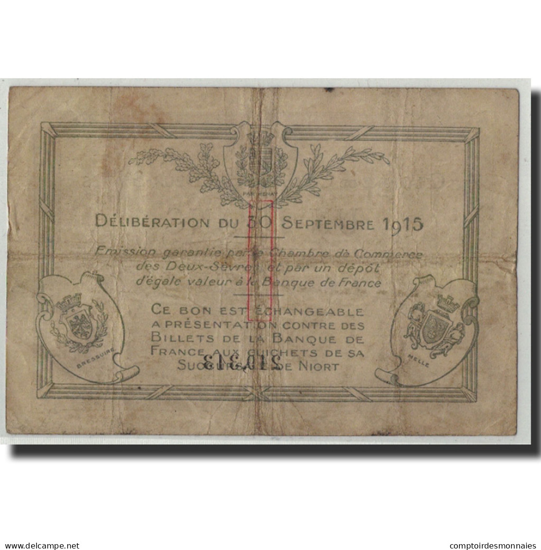 France, Niort, 1 Franc, 1915, TB, Pirot:93-3 - Chambre De Commerce