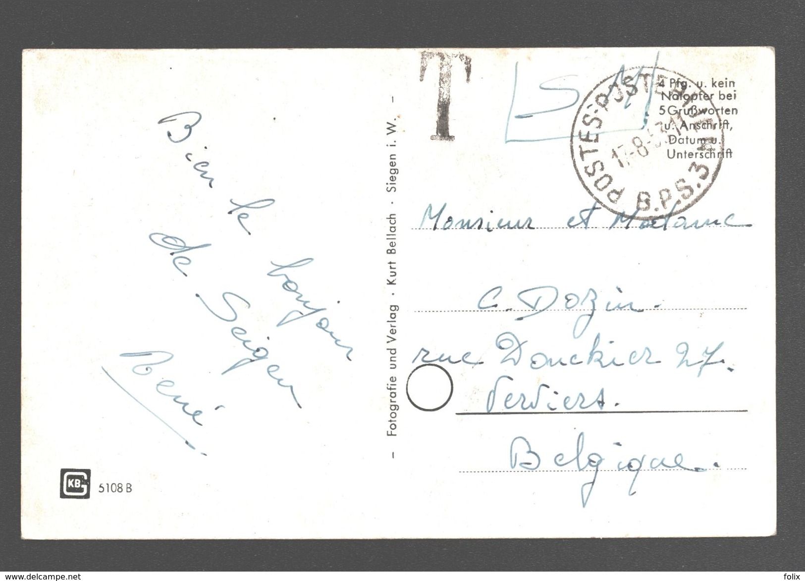 Siegen I. W. - Achenbachtal - 1953 - Militärstempel - Siegen