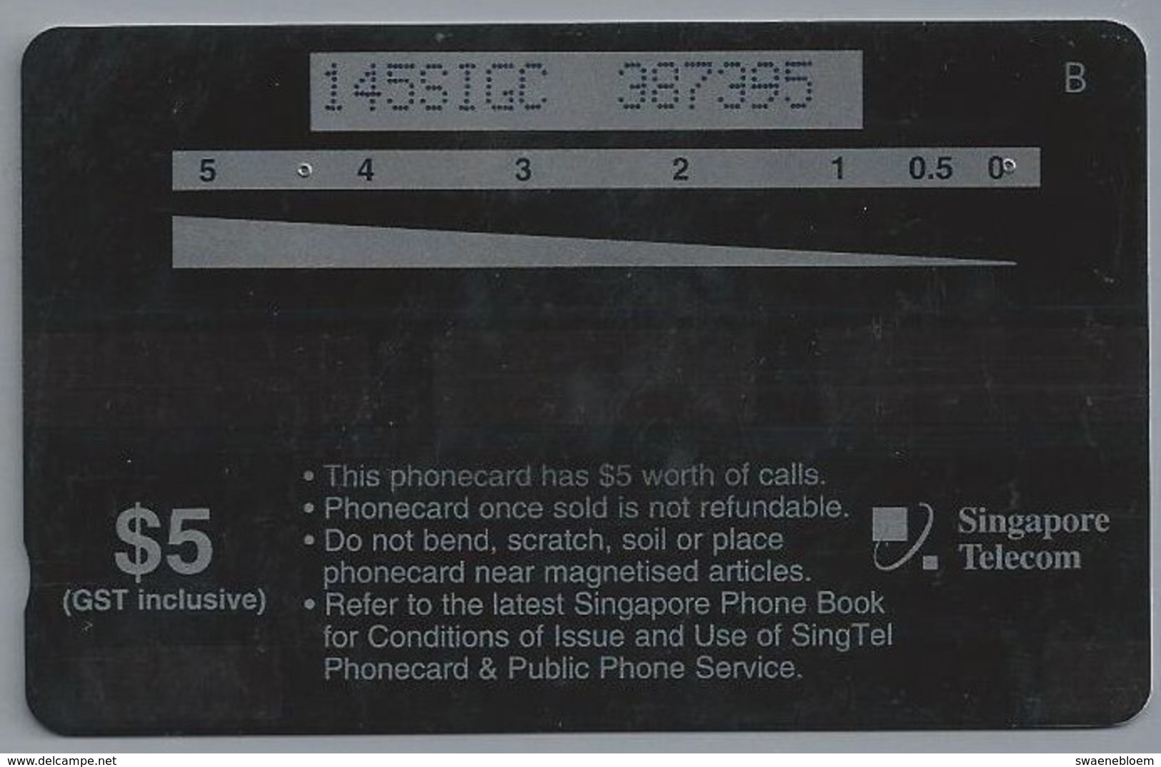 SG.- PHONECARD. SINGAPORE TELECOM. $ 5. Loving Means Sharing.  145SIGC - 2 Scans. - Singapur