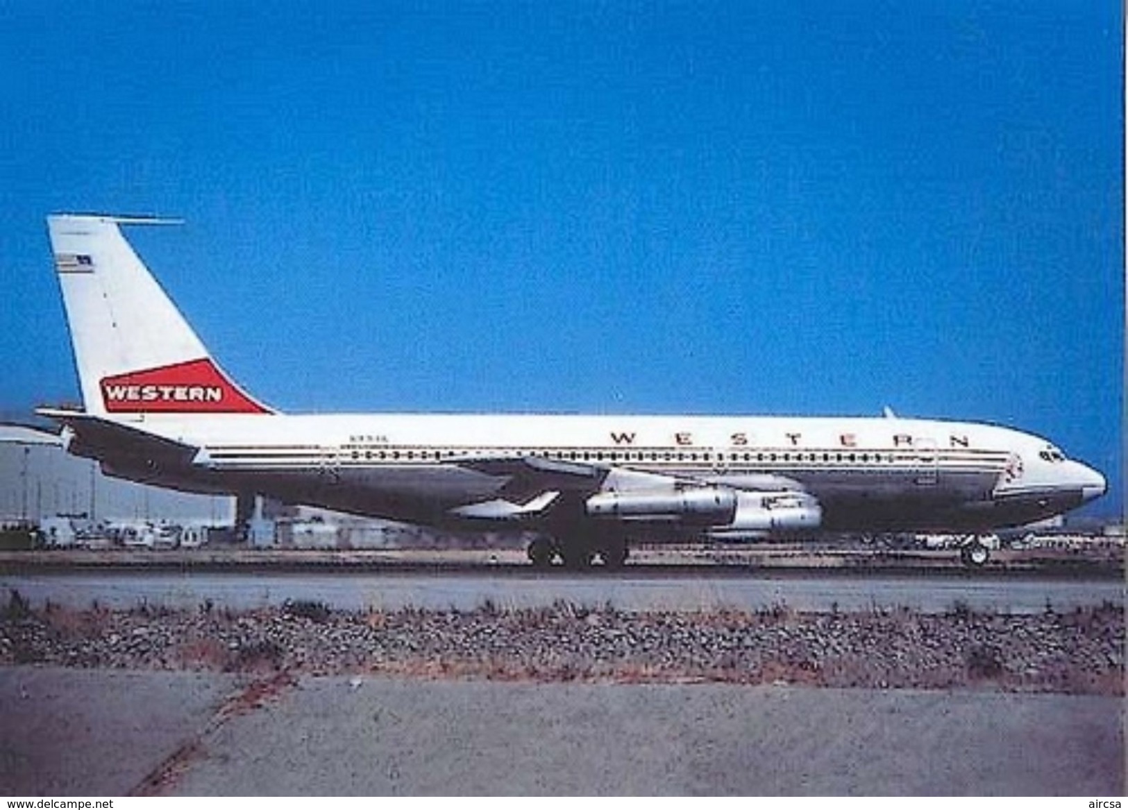 Aviation Postcard-135 WESTERN AIRLINES Boeing 720 - 1946-....: Moderne