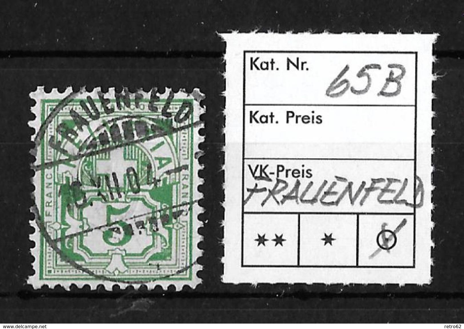 1894 - 1899  ZIFFERMUSTER Faserpapier KZ Form B → SBK-65B  ►FRAUENFELD◄ - Oblitérés