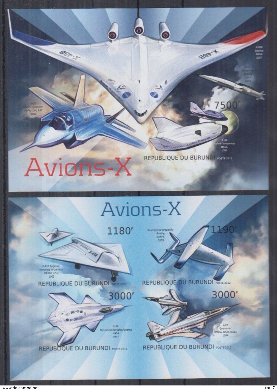 BURUNDI 2012 - Transports, Avions X - Feuillet 4 Val + BF ND Neufs // Mnh // Imp. CV 71.00 Euros - Neufs