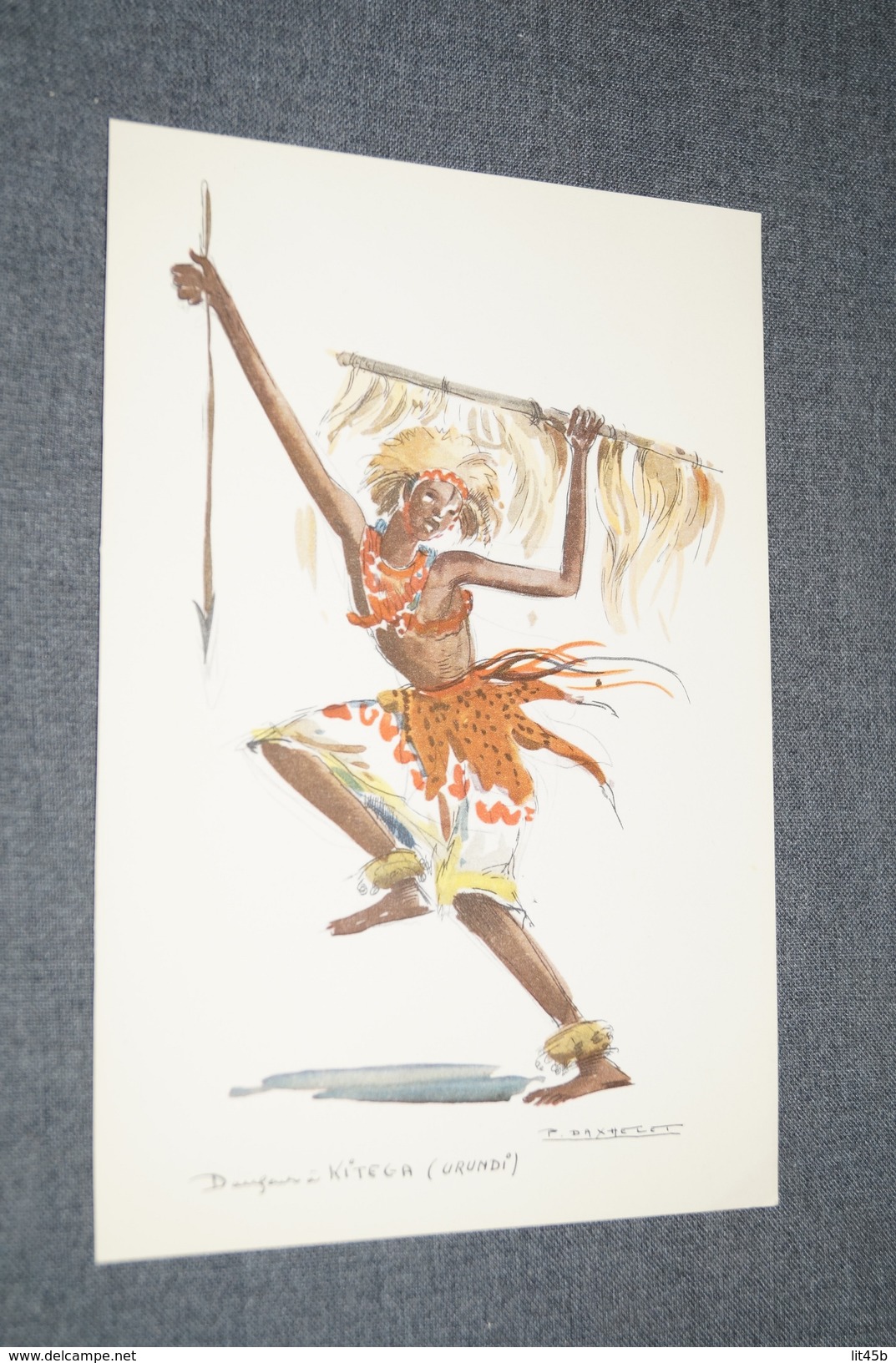 Afrique,superbe Gravure Originale Signé P.Daxehlet,état De Collection,Danseur,Urundi,à Kitega,20 Cm. Sur 13,5 Cm. - Art Africain