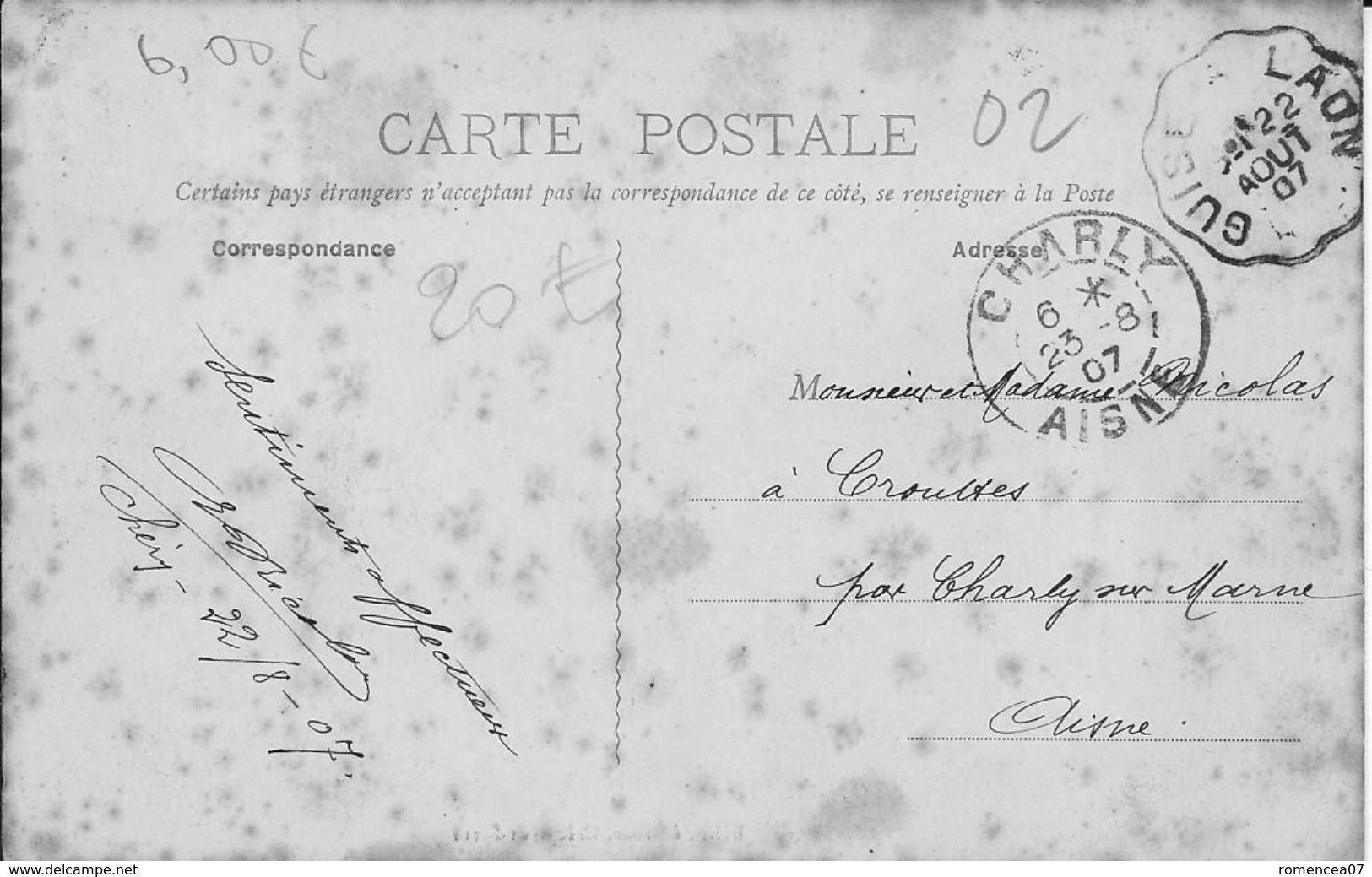 CRECY-sur-SERRE (Aisne) - La GARE - Arrivée D'un Train - Cheminots - Voyagée Le 23 Août 1907 - Tachée, Vendue En L'état - Autres & Non Classés