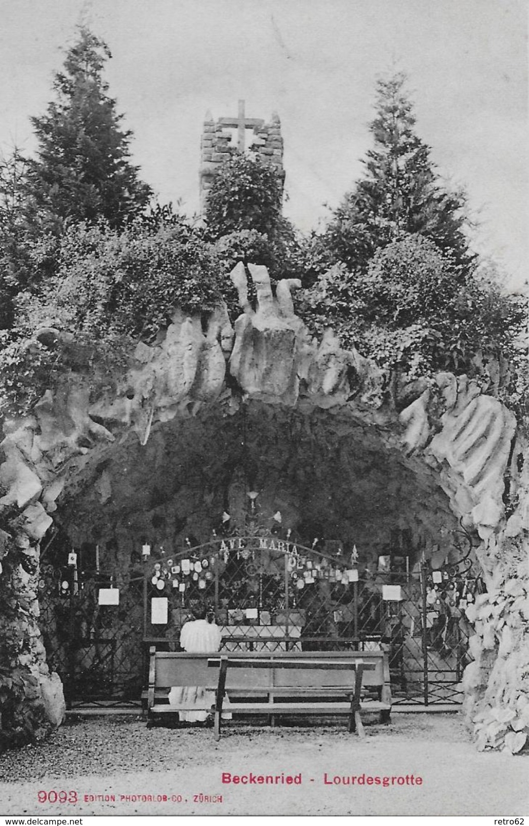 BECKENRIED → Lourdesgrotte, Lichtdruck Ca.1915 - Beckenried