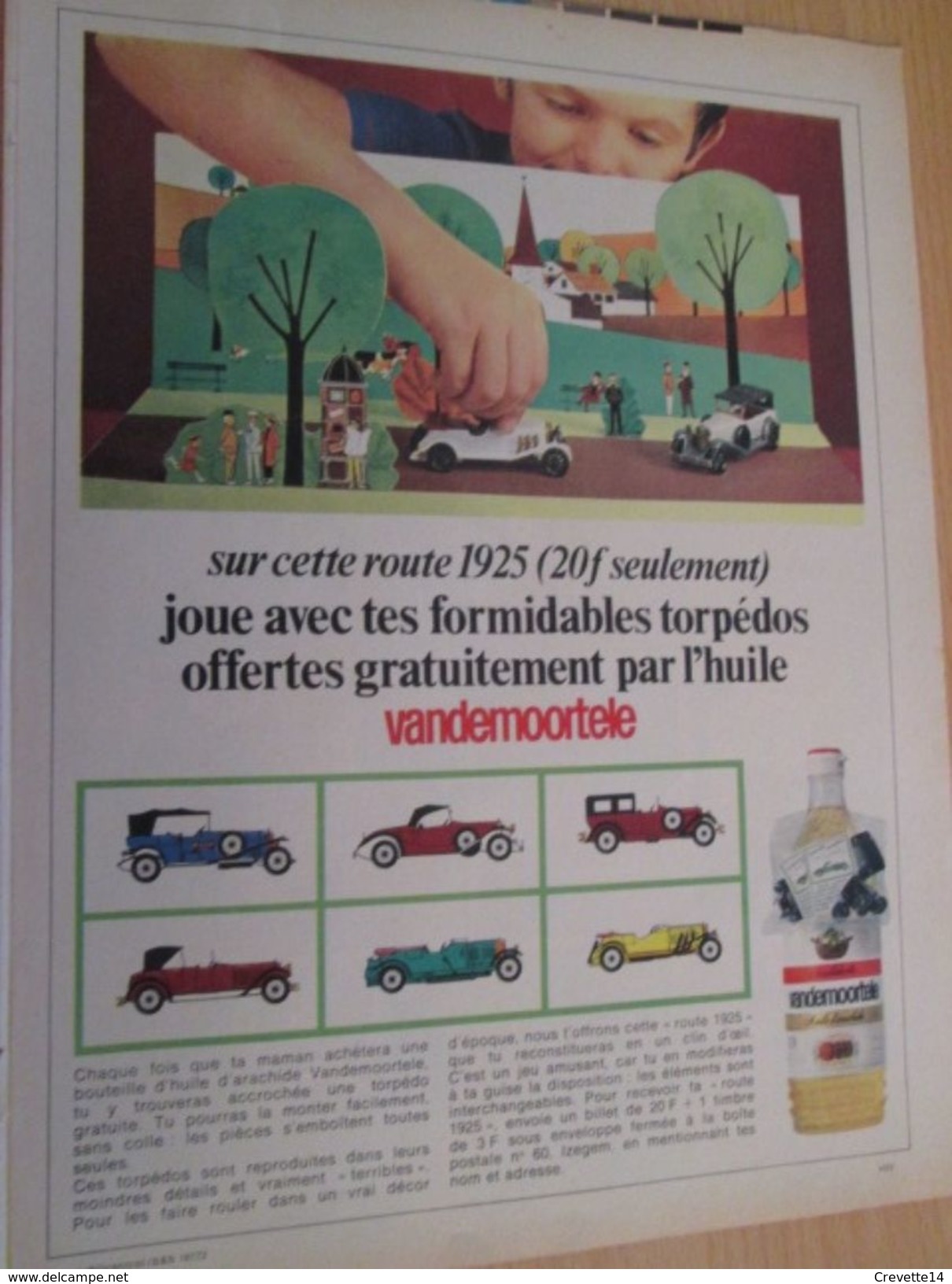 Pour  Collectionneurs  PUBLICITE 60/70 ; Format : Page A4 TORPEDOS 1925  MINIATURES A MONTER HUILE VANDEMOORTELE - Otros & Sin Clasificación