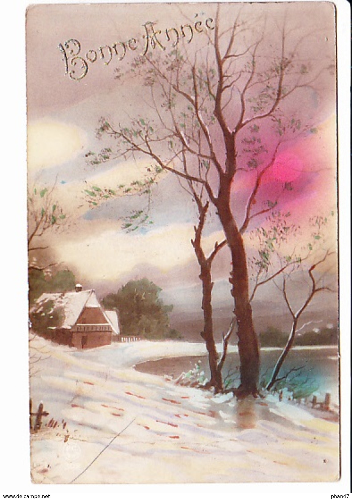 BONNE ANNEE, Paysage De Neige Au Bord D'un Lac, Maison, Ed. P-C Paris 1921 - Nouvel An