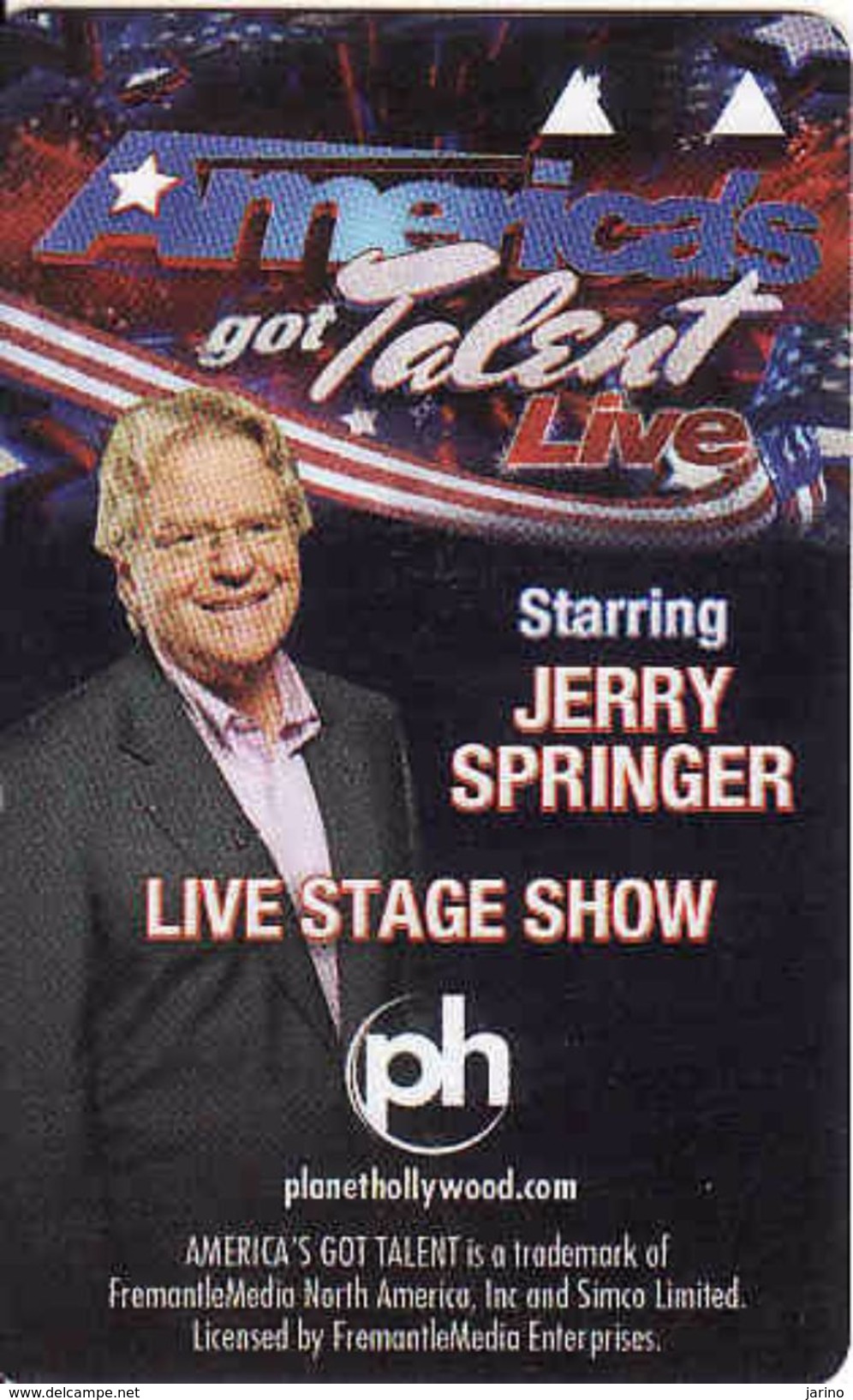 USA Planet Hollywood, Resort & Casino Las Vegas, Starring Jerry Springer, Magnetic Insert Key - Cartes De Casino