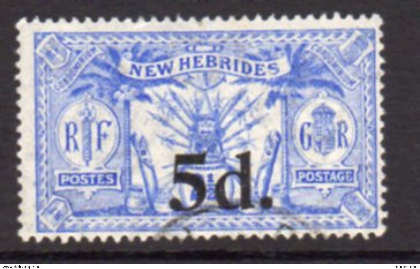 New Hebrides 1924 Suva Surcharges 5d On 2½d Value, Wmk. Mult. Script CA, Used, SG 42 - Used Stamps