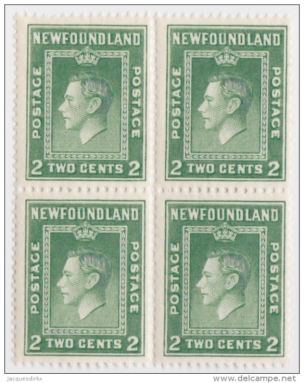 Newfoundland        .   SG   .     268    Bloc Of 4         .      **      . Postfris     .   /   .  MNH - 1908-1947