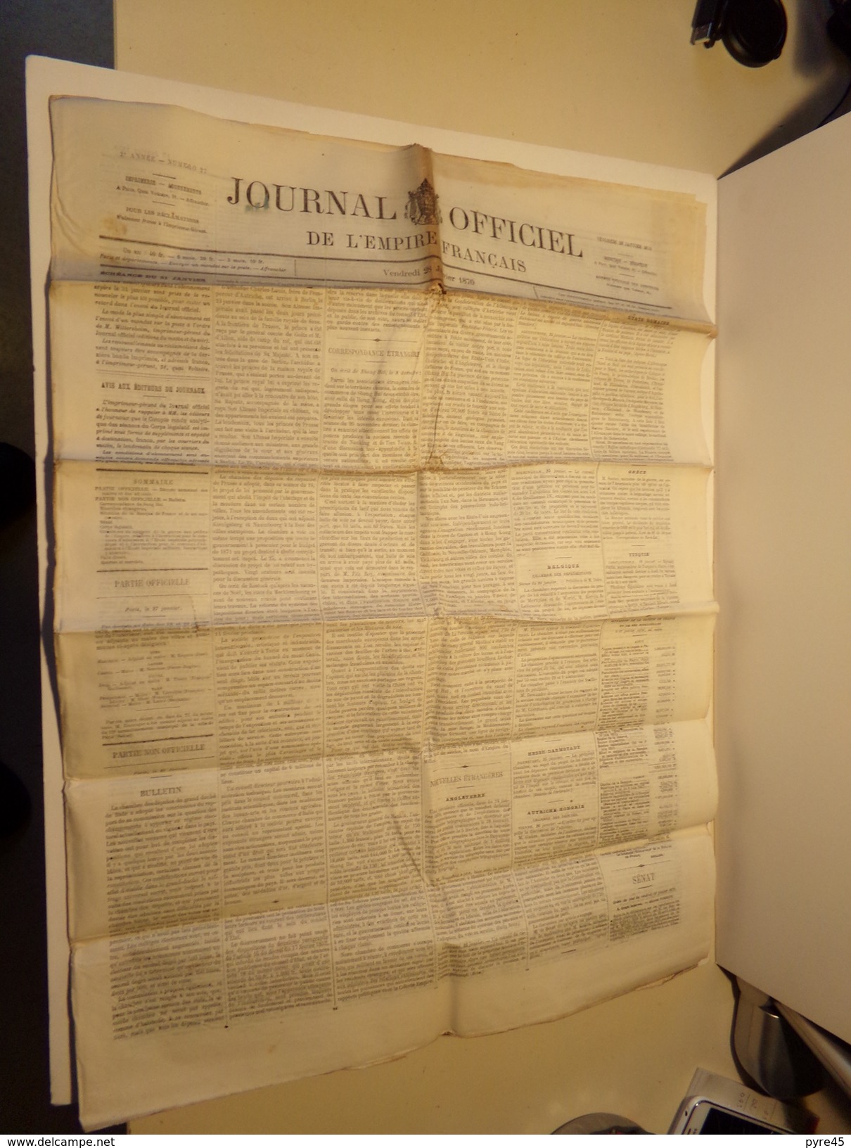 Journal Officiel De L'empire Français N° 28 Du Samedi 29 Janvier 1870 Avec Supplément ( 100 Gr ) - 1850 - 1899