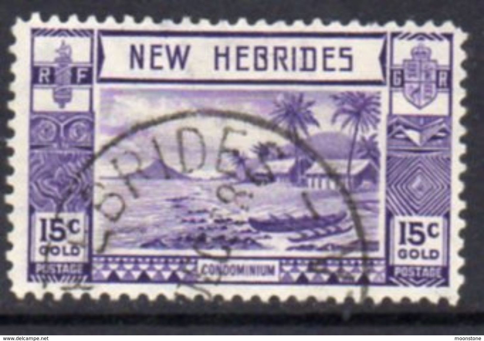 New Hebrides 1938 Gold Currency 15c Definitive, Used, SG 54 - Oblitérés