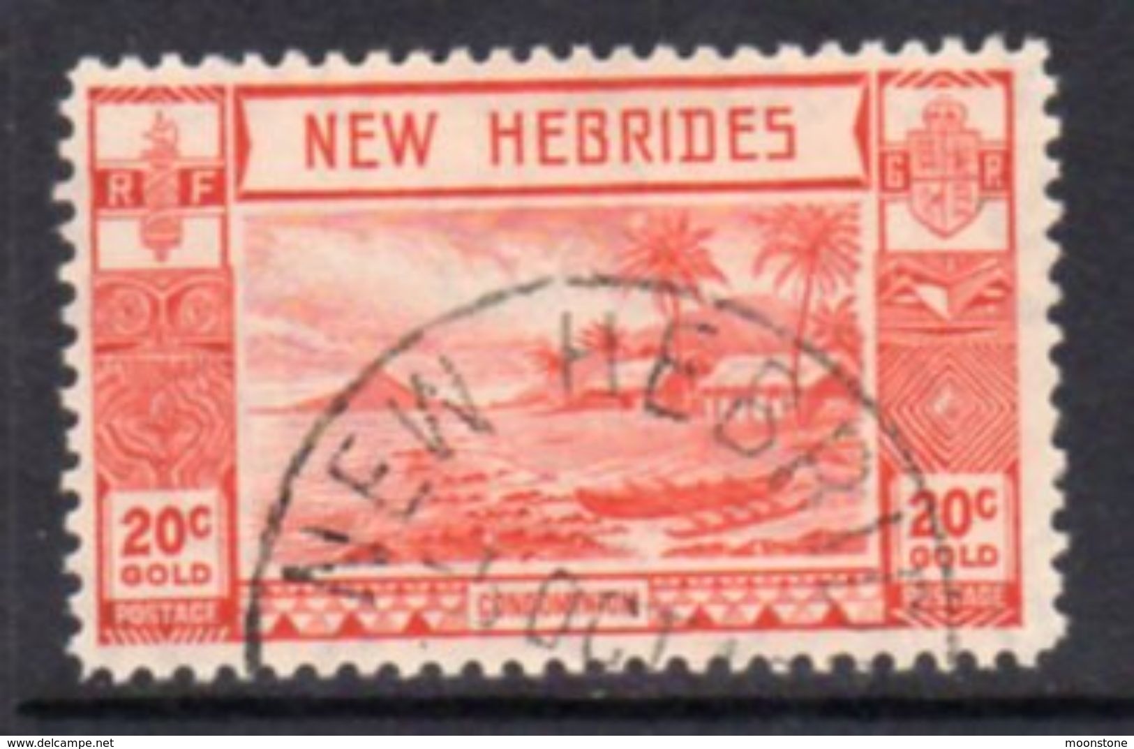 New Hebrides 1938 Gold Currency 20c Definitive, Used, SG 55 - Used Stamps