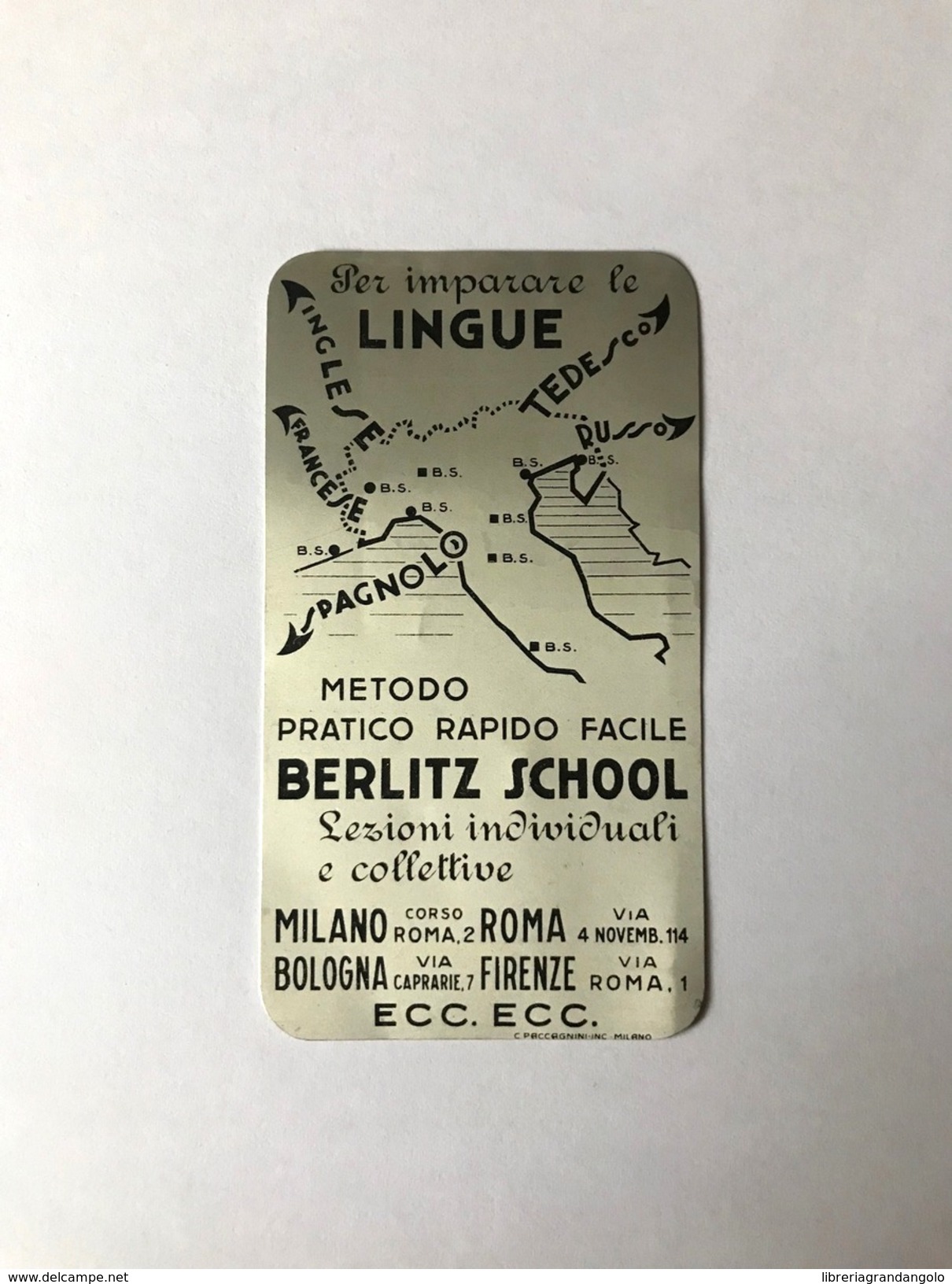 Calendarietto Barbiere Berlitz School Alluminio Paccagnini Milano 1934 - Altri & Non Classificati