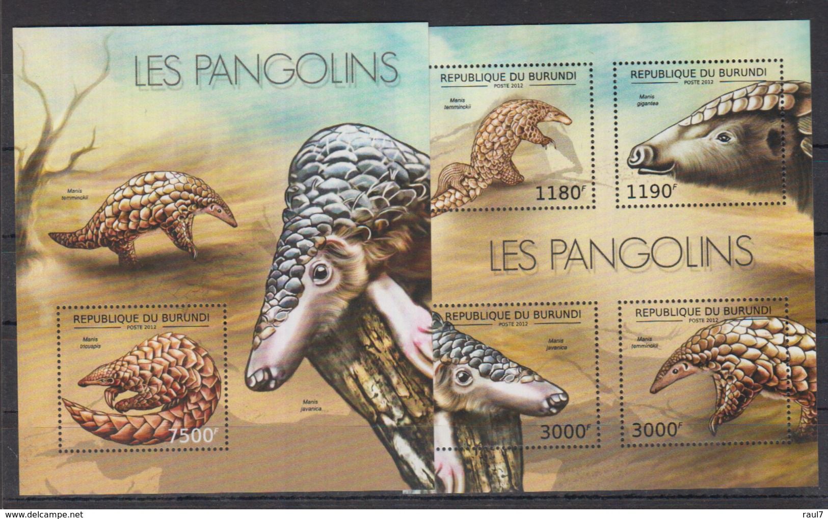 BURUNDI 2012 - Faune Africaine, Les Pangolins - 4 Val + BF Neufs // Mnh // CV 36.00 Euros - Neufs