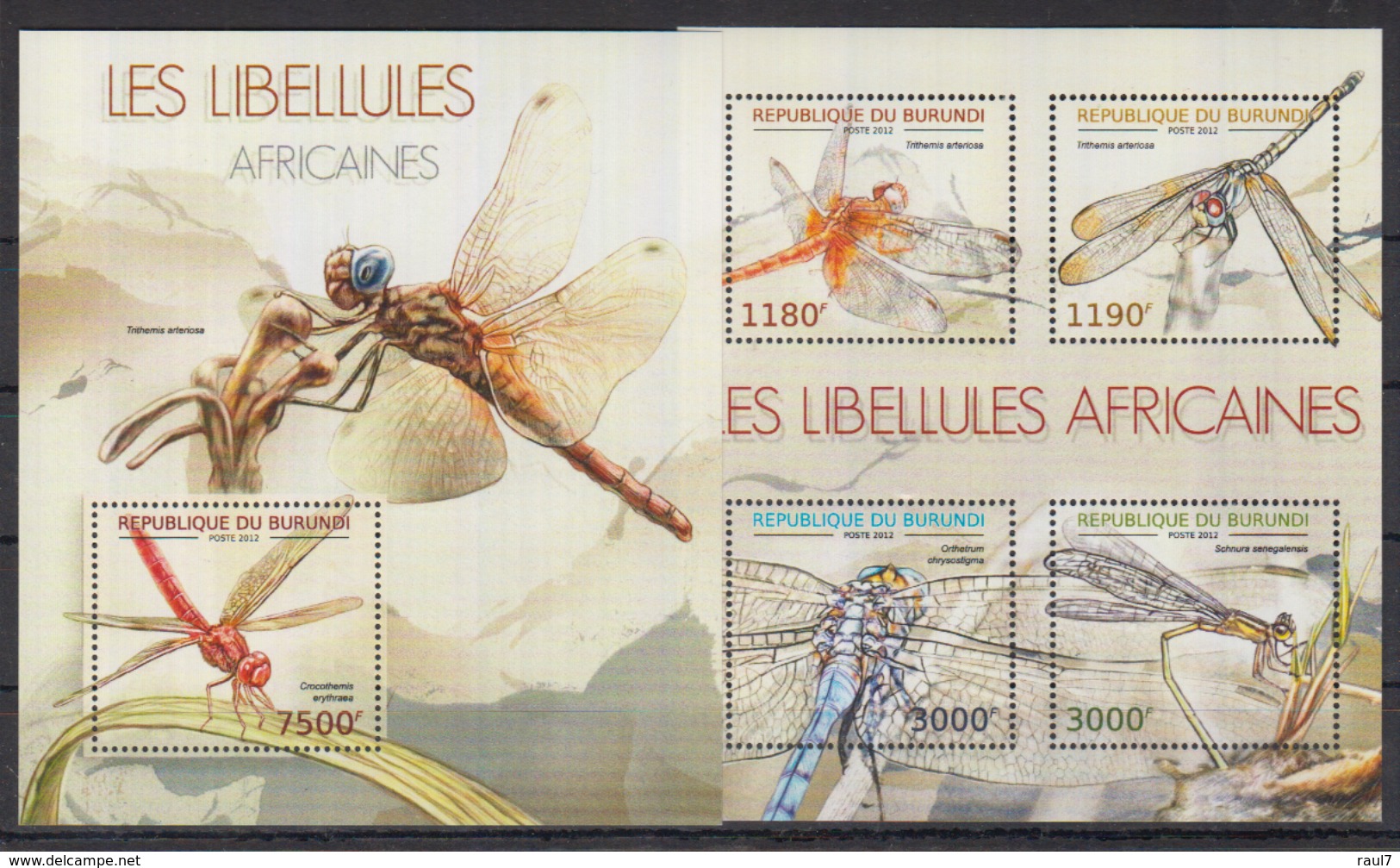 BURUNDI 2012 - Faune, Insectes, Libellules Africaines - 4 Val + BF Neufs // Mnh // CV 36.00 Euros - Neufs