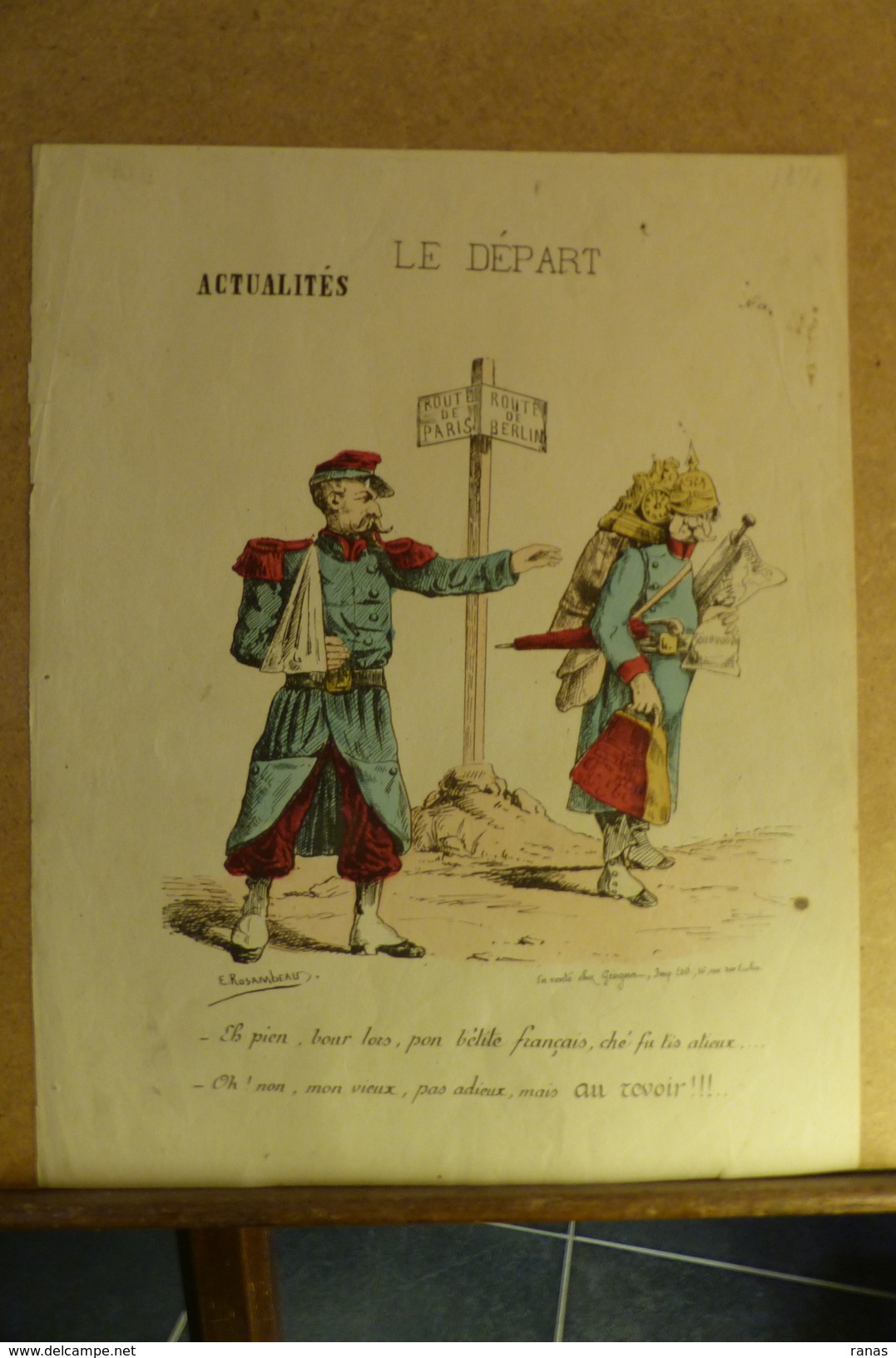 Estampe Gravure Satirique Caricature D'époque 1870     33 X 26,5 - Stiche & Gravuren