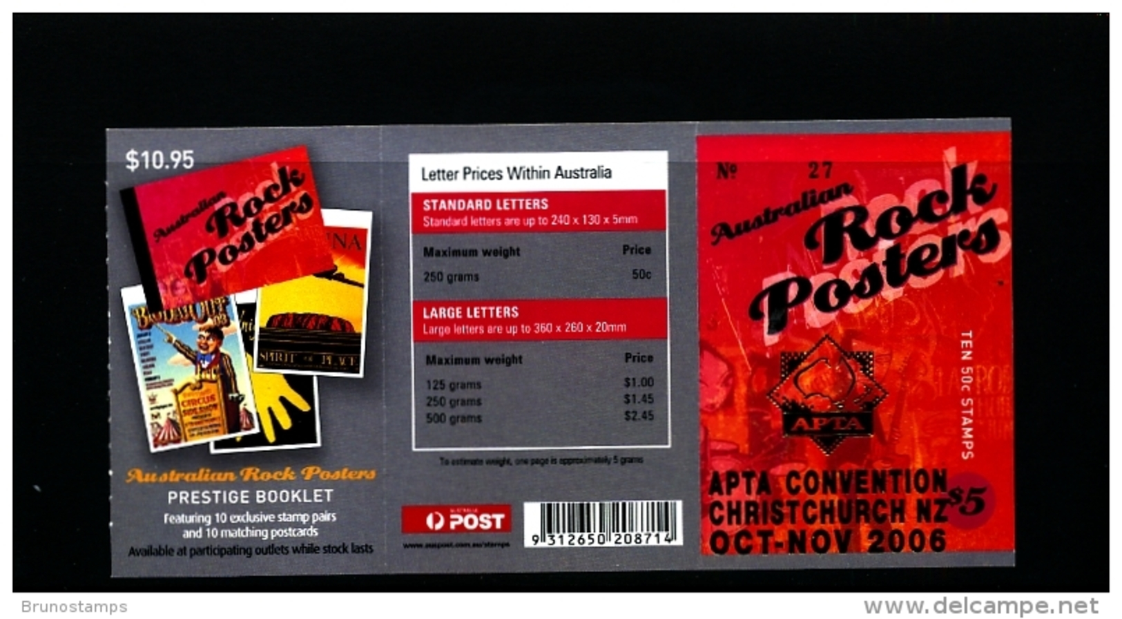 AUSTRALIA - 2006  $ 5 BOOKLET  ROCK POSTERS OVERPRINTED APTA CONVENTION  MINT NH - Markenheftchen