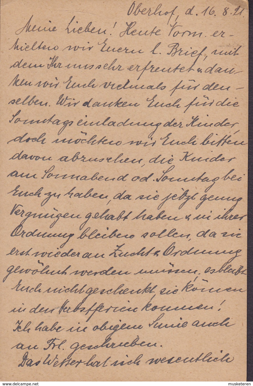 Germany Deutsches Reich Postal Stationery Ganzsache 40 Pf. OBERHOF 1921 BERLIN -SCHÖNEBERG (2 Scans) - Cartes Postales